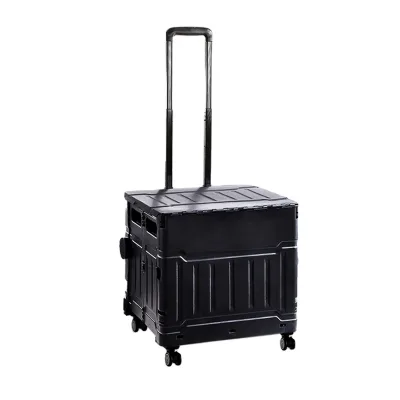 Hot selling Portable Folding Collapsible plastic picnic camping basket storage box with lid and wheels