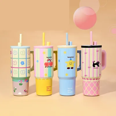 2025 Model Dual-Use Insulated Cup Large Capacity Stainless Steel Tumbler Popular Internet Cooling Heating Insulated by Ice King