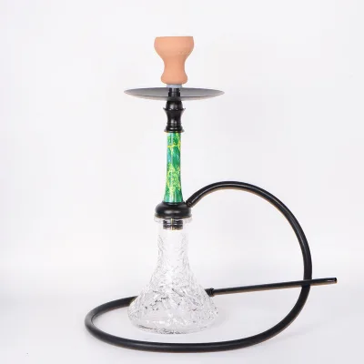 Fantastic Quality Medium Aluminum Alloy Single Tube Corrugated Glass Base Shisha Hookah