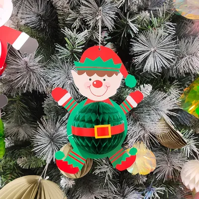 Handmade High Quality Popular Christmas Gift Set Idea for Party CE-8P069 Tissue Paper Elf Shape Hanging Decoration