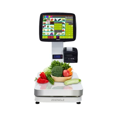 ZHONGJI TS4 Label Scale POS Terminal 15-Inch Screen Ten-Point Capacitive Touchscreen Windows OS Metal Construction Label Printer