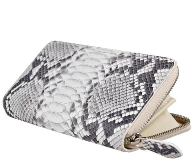 custom white snake pattern leather card holder wallet money clip coin purse organizer