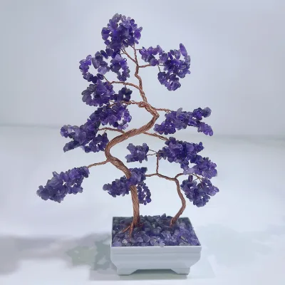 Luxury Natural Amethyst Crystal Money Tree Chakra Citrine Home Decoration Hand-carved Model Engraved Big Desk Money Tree