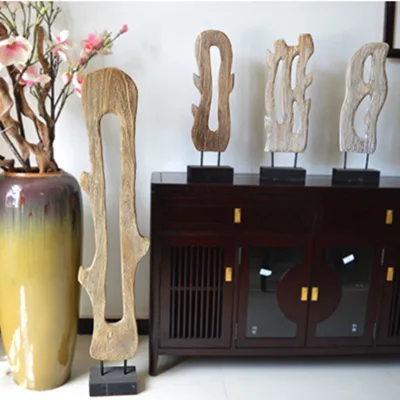 Rustic Style House Decorative Products Wood Handicrafts Hand Carved Wooden Ornaments