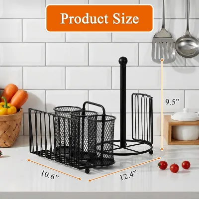 Metal Foldable Portable Napkin Tableware Knife and Fork Storage Rack