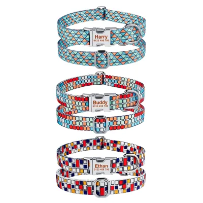 Low Price Latest Design Printed Pet Collar Lettering Heat Transfer Buffer Dog Collar Cat Collar Leash Set