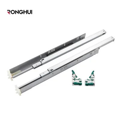 Rebound Soft Close Bottom Mounted Drawer Slide Full Extension Three Section Hidden Drawer Slide