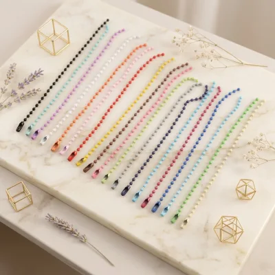 24x12cm Colorful Spray Paint Ball Bead Chain with Connector Keychain 100pcs/bag DIY Accessory Pendant Jewelry Ball Chain