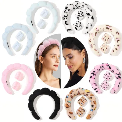 Women and Girls Padded Spa Headband with Wristbands Sponge Women Headwear Baby Accessories