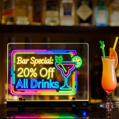 Illuminated Acrylic Writing Board Portable LED Light Sign Board with Stand Small Beer Barbecu Store Neon Signs Advertising Signs