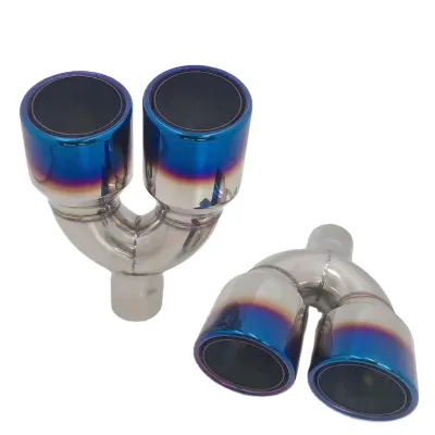 Wholesale Performance Universal Glossy Black Double Layer Single To Dual Outlet Stainless Steel Exhaust Tips