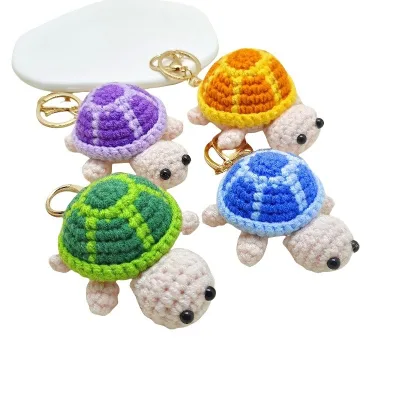 Mini Handmade Crochet Turtle Keychain Crochet Animal Turtles for Keyring Charm Handbag Bag Purse Pendant