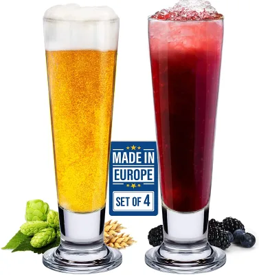 Tall Footed Pilsner Beer Glass Lead-Free Brewery Craft Beer Can Cup Beer Glasses Custom logo