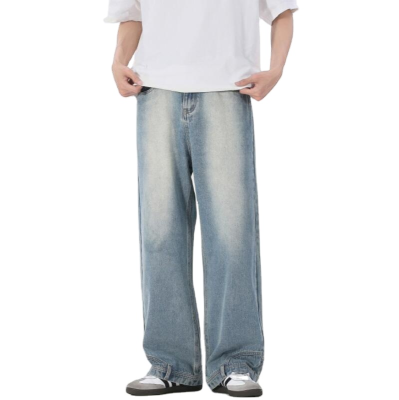 RNSHANGER American Style Wide-leg Inverted Jeans for Men Design Sensibility Straight-leg Reversible Outerwear Pants