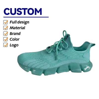 Custom Men's Fashion Rubber Fly Knit Breathable Sneakers Non-slip Summer Running Shoes Mesh Bottom Fashion Colors Winter Spring