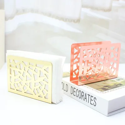 High-end Gold & Rose Gold Plated Custom Tissue Dispenser Napkin Holder for Kitchen Tables
