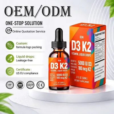 Custom Adult Oral Liquid Vitamin K2 D3 Drops Vegan Gluten-Free Manufacturer Wholesale OEM Private Label GMP Certified Dietary