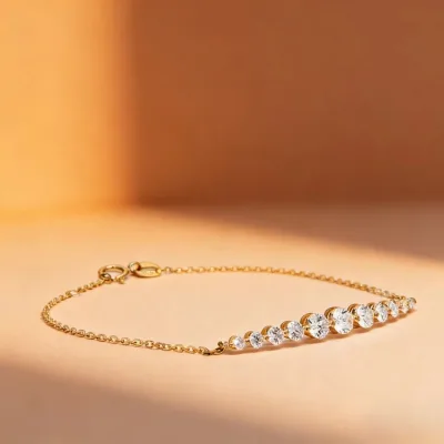 Women's Round Brilliant Cut Lab-Grown Diamond Bracelet 14K/18K White Gold NGTC Certified for Birthday Gifts