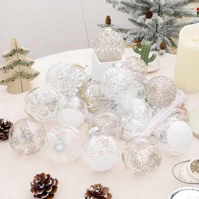 8cm Transparent Foam Painted UV Printed Christmas Ball Plain clear Ornaments Crystal Mini Snow Globe for Christmas Gift