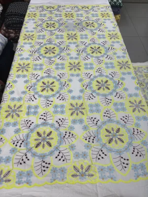 2026 Spring/Summer Eco-Friendly Embroidered Cotton Fabric with Floral Embroidery for Wedding Dresses