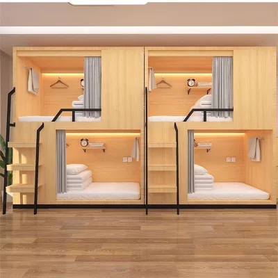 Logistics-friendly Modern Solid Timber Adjustable Bunk Bed Double-Decker for Student Dormitory and Gaming Hotel Project