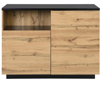 Natural and Black 2-Door Kitchen Island with 1 Alcove Made of MDF