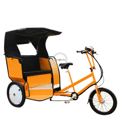 Pedal Tuk Tuk Pedicab Rickshaw with Full Panint Electric Passenger Tricycle Sightseeing Bike Bicycle