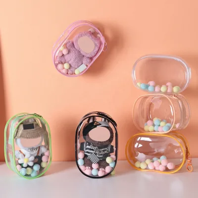 18cm Portable Doll Storage Bag Waterproof Clear Figure Display Bag Hanging PVC Storage Case Cover for Mini Figure/Doll Collector
