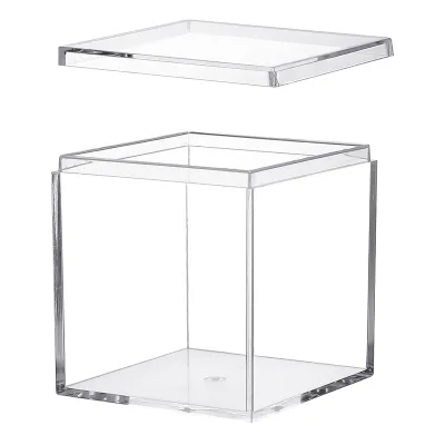25mm 35mm Small Clear Plastic Candy Packaging Box Square Lidded Food Storage Case