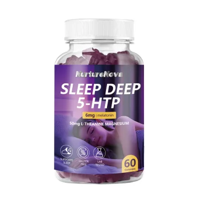 NurtureNova Sleep Deep 5-HTP Gummies (L-Theanine & Magnesium Formula) for Adult 60 Count