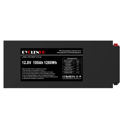 Factory Direct Ultra Thin 12.8V 100Ah LiFePO4 Solid State Deep Cycle Battery 6000 Cycles RV Solar