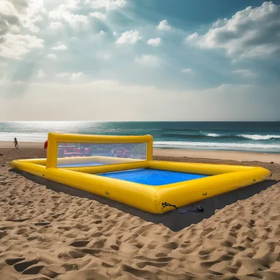 Large Inflatable Volleyball Court for Water Games Impressive Party Rental Feature Free Logo Printing Basketball Football