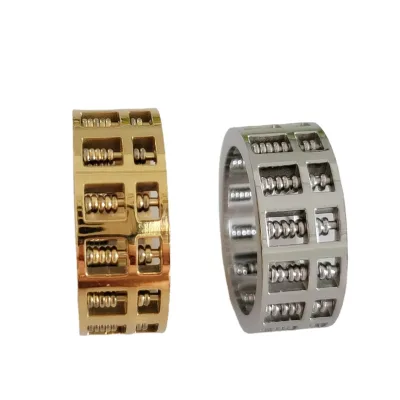 Trending Fashion Custom Punk Rotatable Abacus Ring Spinner Fidget Ring Stainless Steel Ring for Men & Women