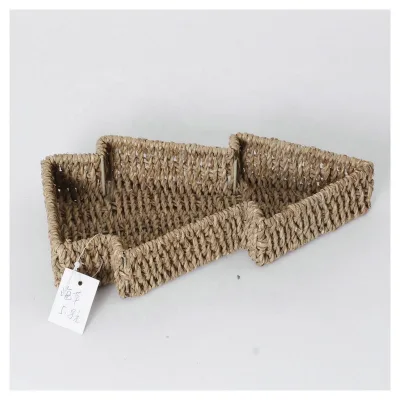 Natural Woven Storage Shopping Basket Set Seagrass Christmas Gift Baskets for Home Decoration