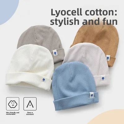 Factory Wholesale/OEM New Lyocell Cotton Double-layer Ruffled Children's Hat Smiling-face Design; Windproof Warm Four Seasons