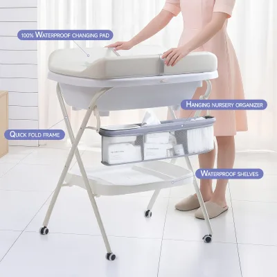 Custom Logo OEM ODM Nursery Furniture Foldable Infant Diapering Baby Bath Changing Station with Removable Pad
