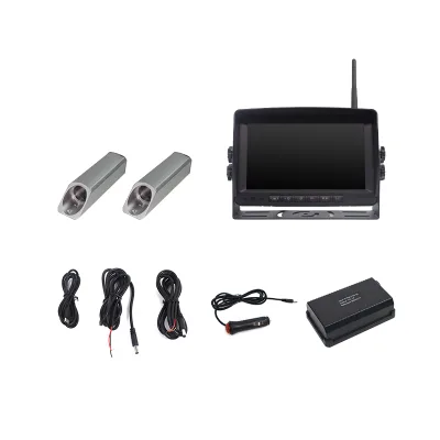 Durable 7 Inch IP69K Waterproof 2.4G Digital Wireless Aluminium Alloy Forklift Camera System Kits With 9600MAH Power Bank