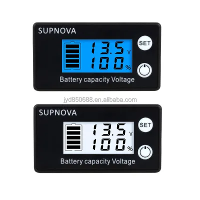 DC Voltage Meter Car Motorcycle Digital LED Display LCD Measures 12V 24V 48V Battery Capacity Suits Lead Acid Lithium Battery
