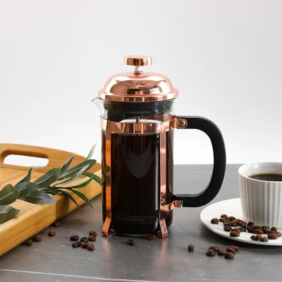 Copper French Press Coffee Tea Maker 304 Stainless Steel Coffee Press, Heat Resistant Thickened Borosilicate Glass
