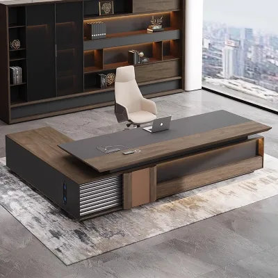 Modern Luxury L-Shaped Desk President'S Desk Large Wooden Customizable Office Furniture