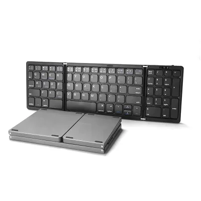 Hot Sell Foldable Keyboard for Android Tablet Wireless Triple Folding Rechargeable Mini Keyboard Ultra Slim with Number Pad