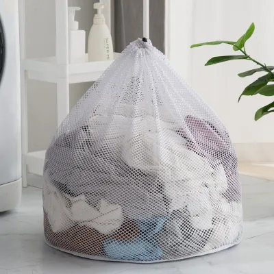 Eco Friendly Reusable Multi-function Household Cleaning Custom Polyester Mesh Drawstring Bag