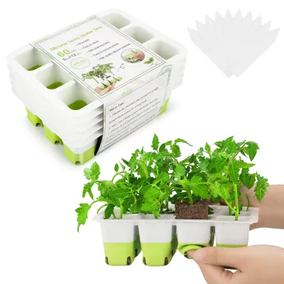 5pcs Reusable Seed Starter Tray Silicone Seedling Starter Trays for Starting Plant Seeds Gardening Plant Germination Tray