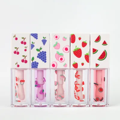 Summer Style Fruit Design Makeup 9 Colors Vegan Fruit-Flavored Wholesale OEM Brand Custom Nourishing Lip Plumping Oil