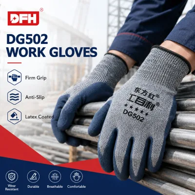 Textured Grip Abrasion Resistant Flexible Coated Hand Protection Assembly Handling Utility Safety Work Gloves
