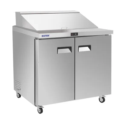 Commercial Salad Bar Display Fridge Single Temperature Salad Bar 2 Doors Refrigerator Freezer