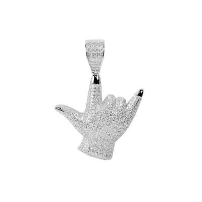 Gesture Talk Pendant Necklace Moissanite Diamond Surround 925 Silver Statement Hip Hop Jewelry Men Women Factory
