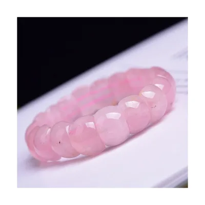 HY Gemstone Natural Crystal 6-8mm With Evil Eye Rose Quartz Bracelet