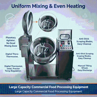Custom Volume Anti-Stick Liner Temperature Control Heating Kettle for Candy Syrup Production Electric Oil Cooking Mixer