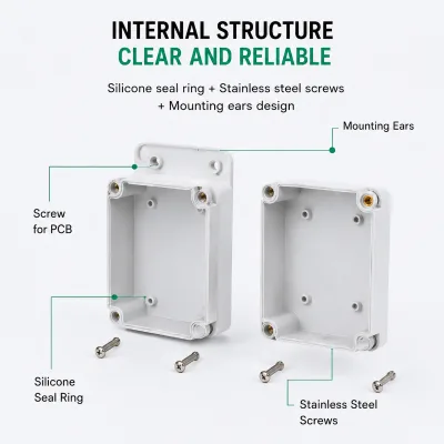 ABS Waterproof Enclosure Box Transparent Cover IP65 Dustproof Impact Resistant Plastic Case Multiple Sizes for Outdoor